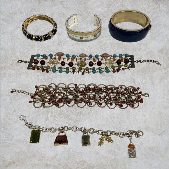 JEWELRY BUNDLE -- 17 Pieces, Necklaces, Cuffs, Bracelets, Hoop Earrings, Rings - Picture 3 of 16
